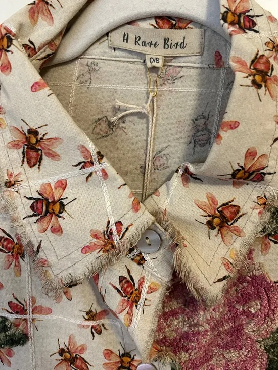 A Rare Bird Floral Patchwork Button-Up Shirt Dress in Pink and Green - Picture 2 of 11